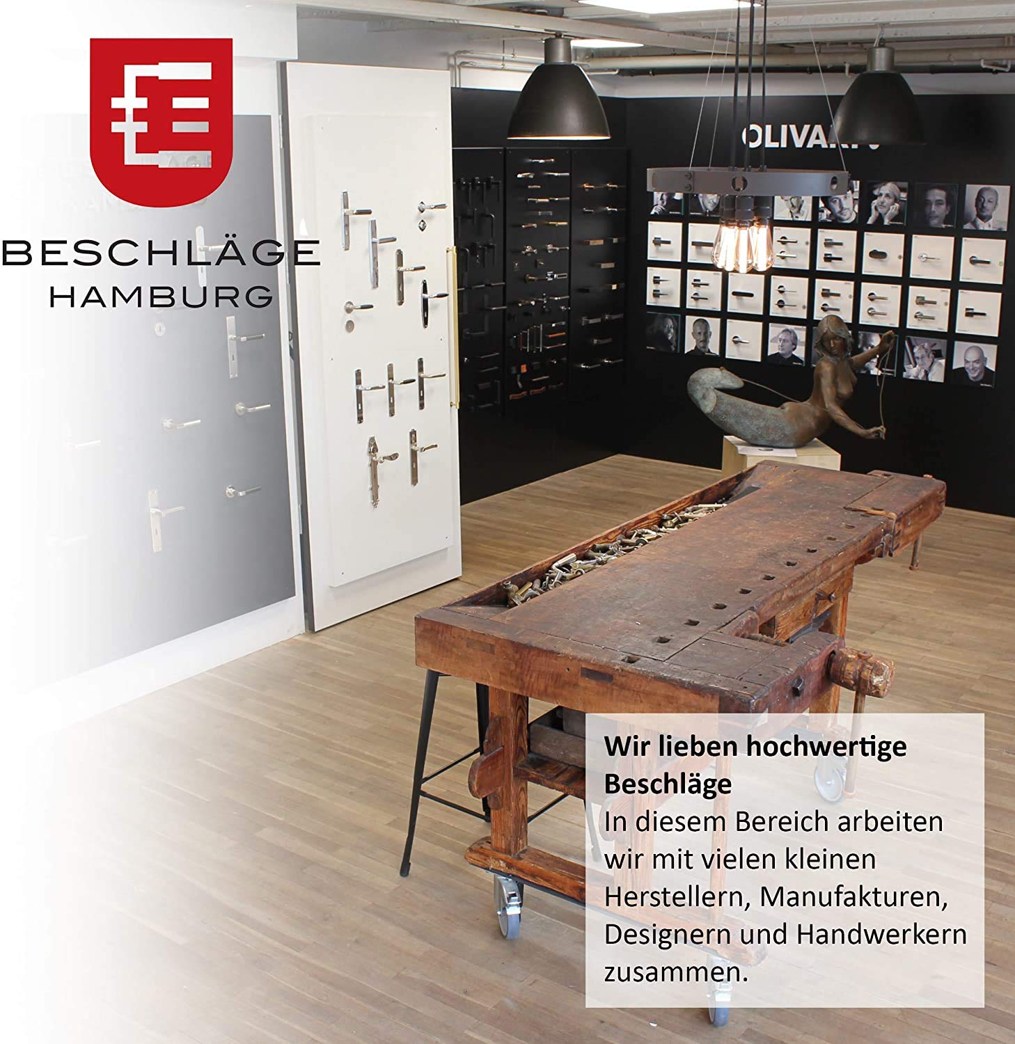 Beschläge Hamburg | Art Déco Türgriff | Emily ART 70-07Z MMN | Türdrücker/Türklinken für Zimmertüren | Buntbart Rosetten ø 52 x 9 mm in matt vernickelt