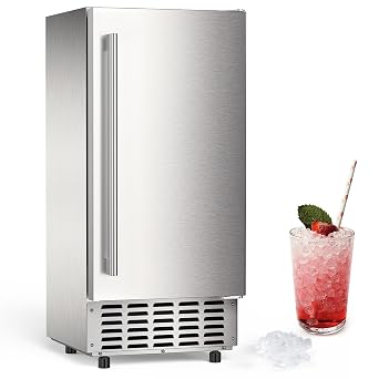 COWSAR Commercial Under Counter Nugget Ice Maker Machine, 68Lbs/Day Ice Maker with Double Ice Baskets, Bulit-in Freestanding Ice Machine, 24H Timer & Self-Cleaning, for Commercial & Home UseSilver