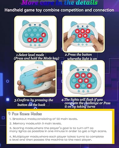 Miniatura 3 de Juego sensorial de mano para apretar y reventar, juego sensorial de mano, juego de empuje rápido de mano, juego de burbujas de presión de luz y