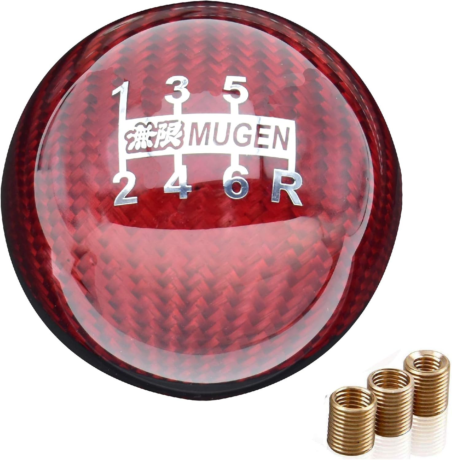 Nirnanada Carbon Fiber 6 Speed Shift Knob with Stripe for Honda/Acura (Red)