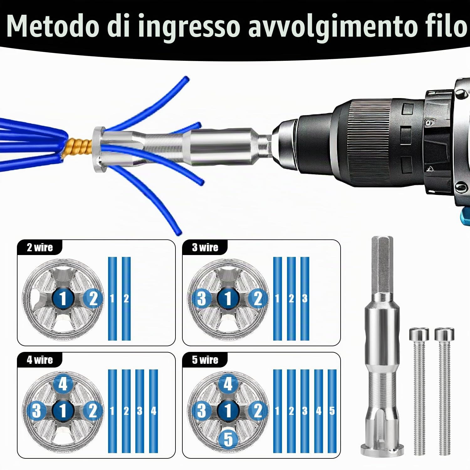 Strumento per Attorcigliare i Fili per Trapano, Strumento per Attorcigliare i Fili in Acciaio Zincato con Viti Strumento Portatile per Attorcigliare i Fili per Trapani Elettrici e Manuali