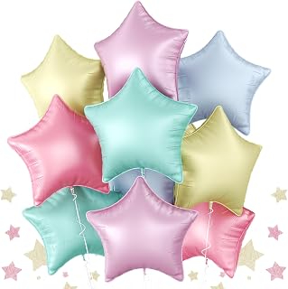 Pastel Star Balloons, 10 Pcs Macaron Multicolor for Girls' Birthdays Easter