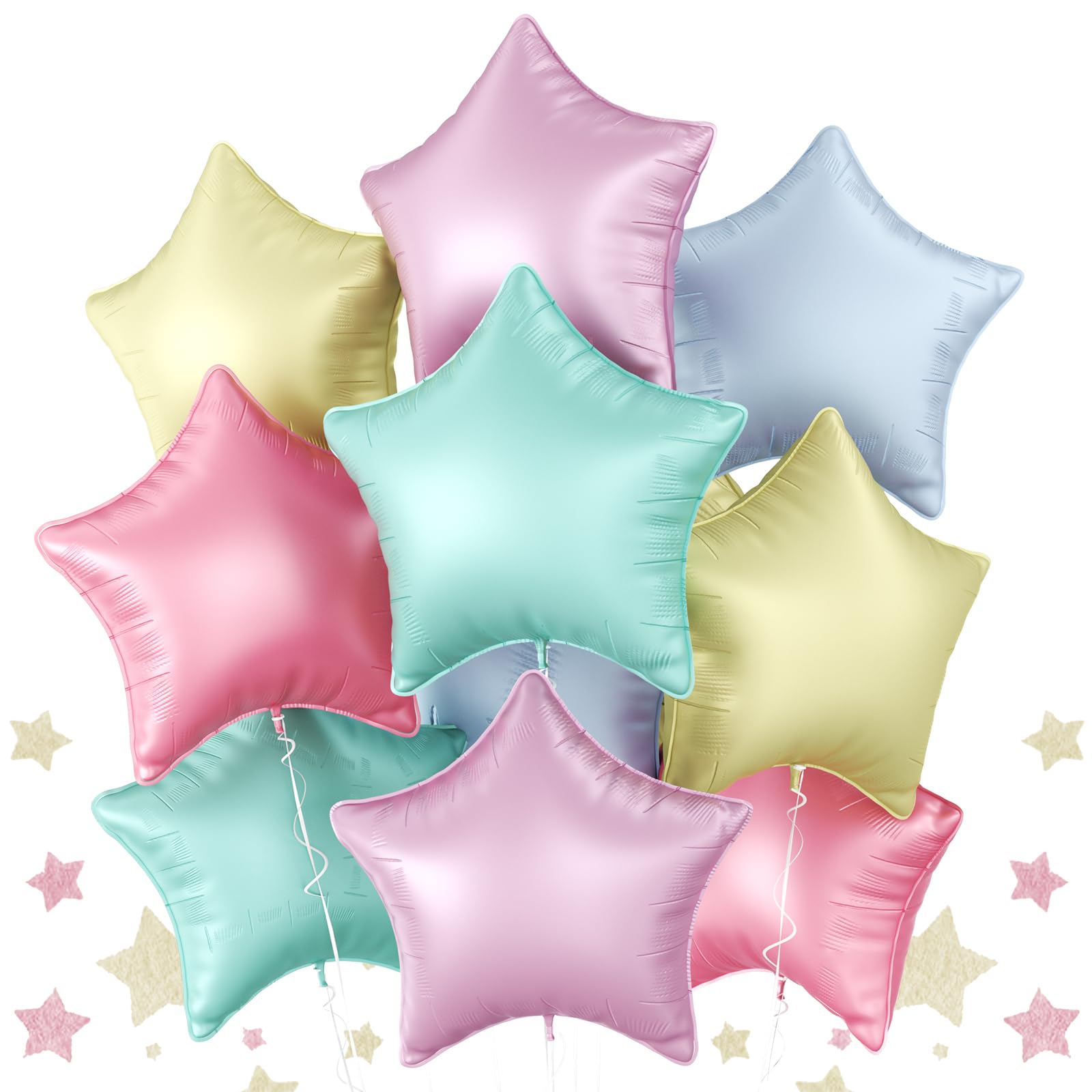 Photo 1 of Biapian 10 Pcs Pastel Star Balloons - 18 Inch Macaron Multicolor