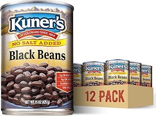 Kuner's No Salt Added Canned Black Beans, Plant Protein and Fiber, Glute...
