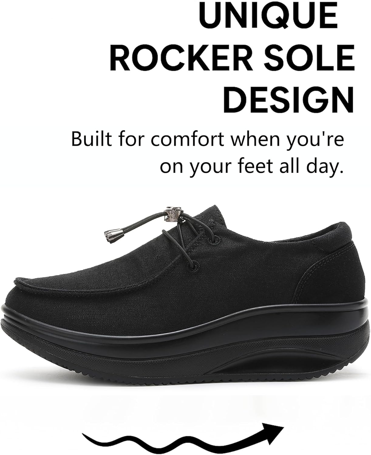 Oude Women’s Orthopedic Platform Loafers – 2 Inch Rocker Sole Boat Shoes with Arch Support, Comfortable Slip-Ons for Walking, Work, Nurses, Standing All Day - Image 3