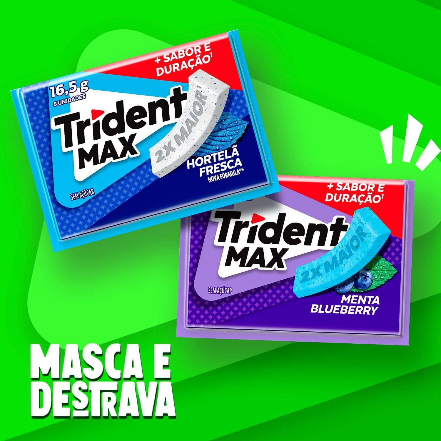 Chiclete Trident Max Hortelã Fresca Sem Açúcar - Caixa com 14 unid. de 16,5g