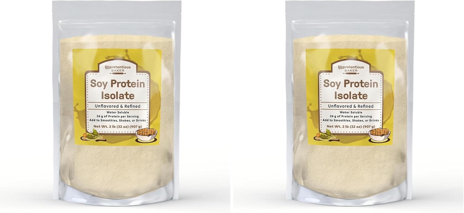 Unpretentious Baker Soy Protein Isolate (2 lb), Good Source of Protein & Iron, Smoothies, Shakes (Pack of 2)