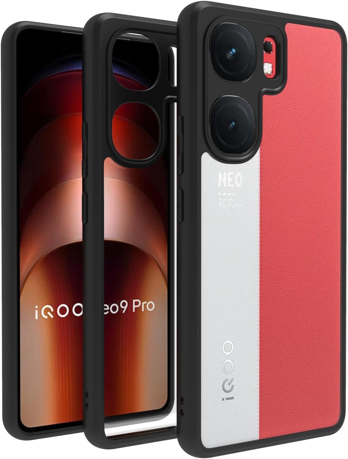 RIGGEAR Shockproof Sleek Hybrid Armor Back Cover Case Compatible with iQOO Neo 9 Pro 5G (Clear PC + Black TPU Bumper)