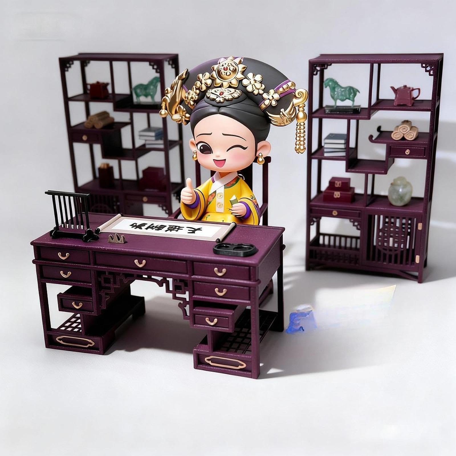 Amazon | JunZheHub ミニチュア中国椅子 リアルミニ模型 椅子 書斎家具