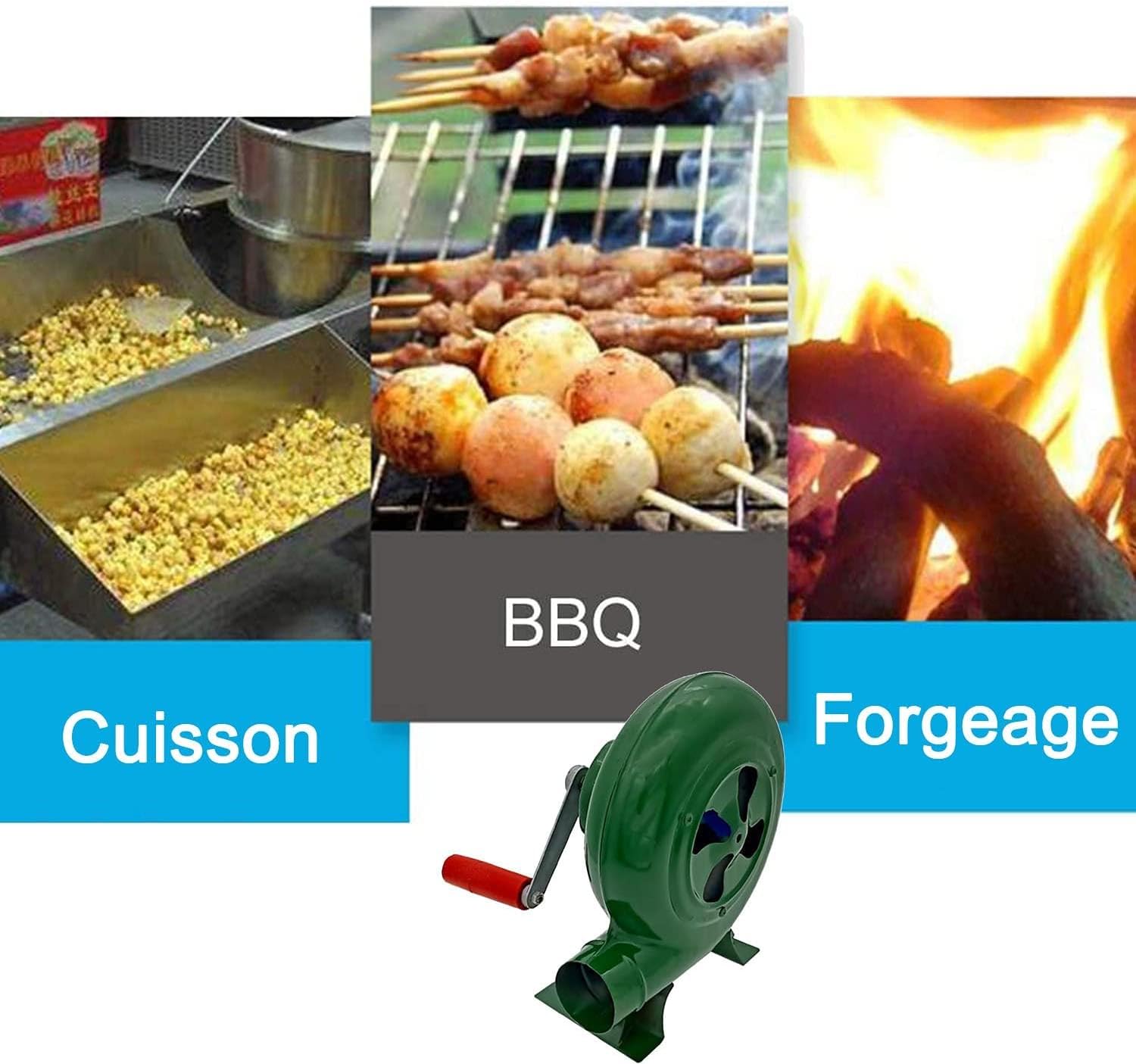 BBQ Commercial Inflatable Blower Hand Crank Blacksmithing Forge Blower -Barbecue Hand Crank Forge Blower Manual Bellows Outdoor Cooking BBQ for Camping/Picnic,150w