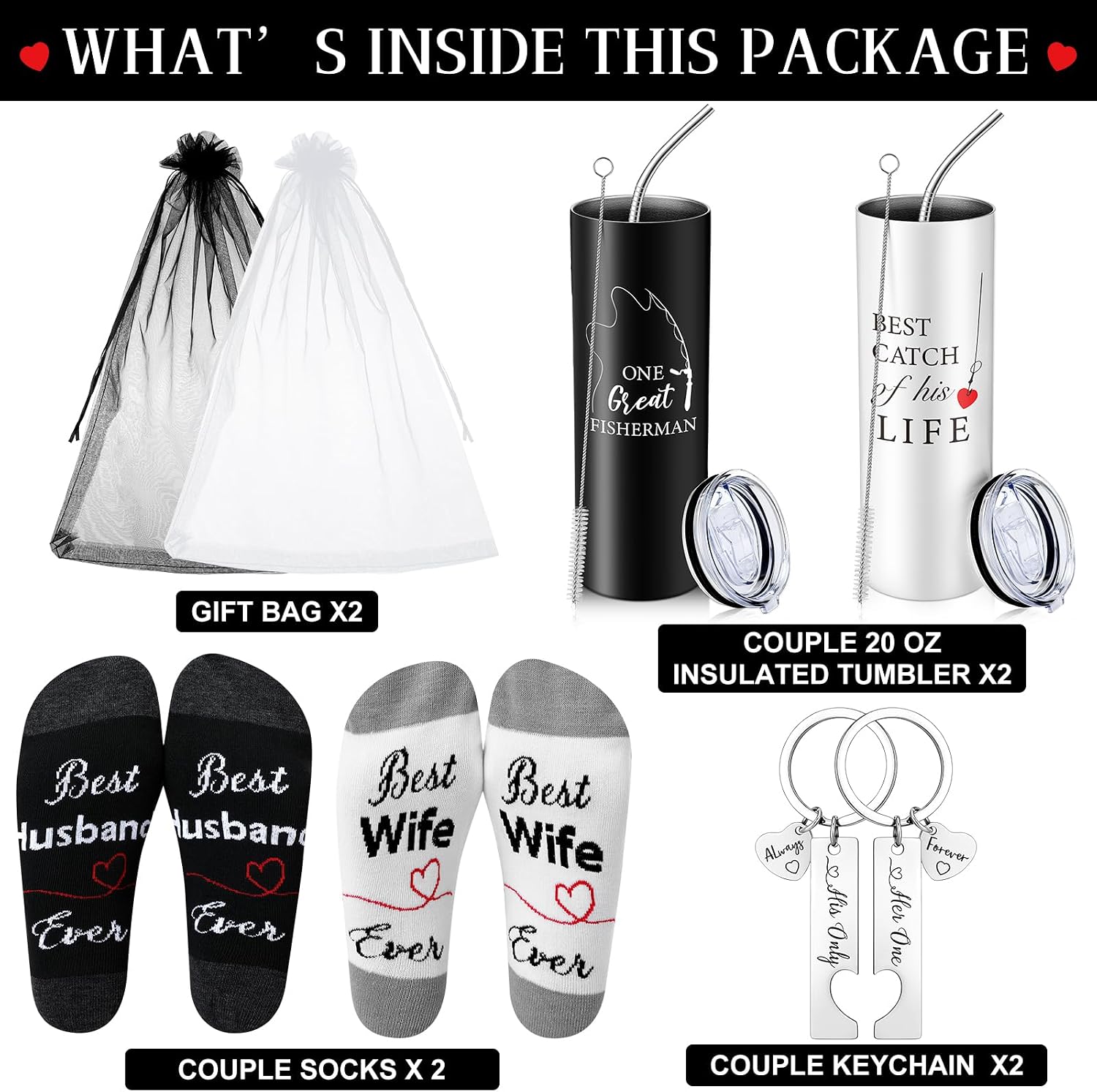 Tioncy 8 Pcs Wedding Gifts Sets for Couples Him and Her, Husband,Wife image 2