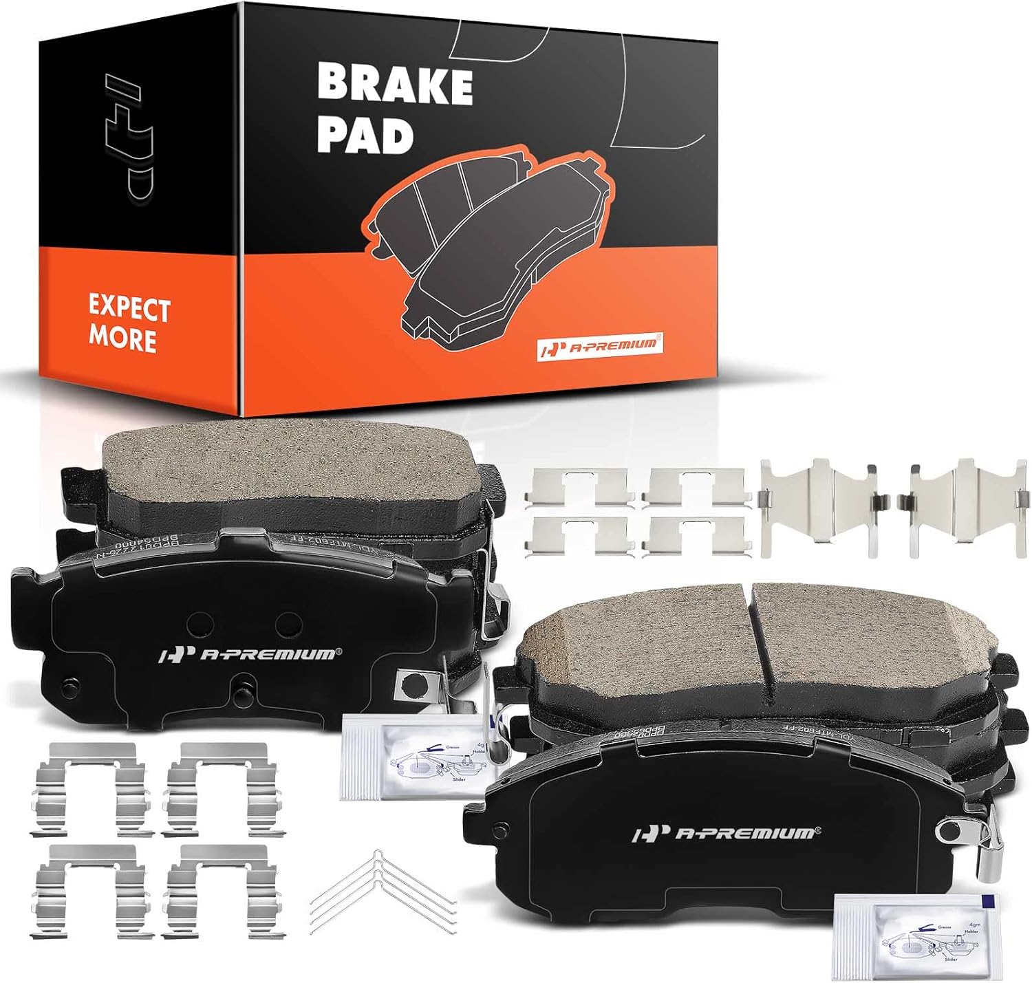 A-Premium Front and Rear Ceramic Brake Pads Set Compatible with Nissan and Infiniti Models - Altima 1993-2001, Maxima 1991-1999, Sentra 2000-2001, G20 1999-2001, I30, with Hardware, 8-Pack
