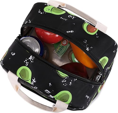 Miniatura 3 de Lonchera aislada con aguacate para mujeres y niñas, lonchera reutilizable, bolsa de picnic para adultos, niños, escuela, trabajo, viajes