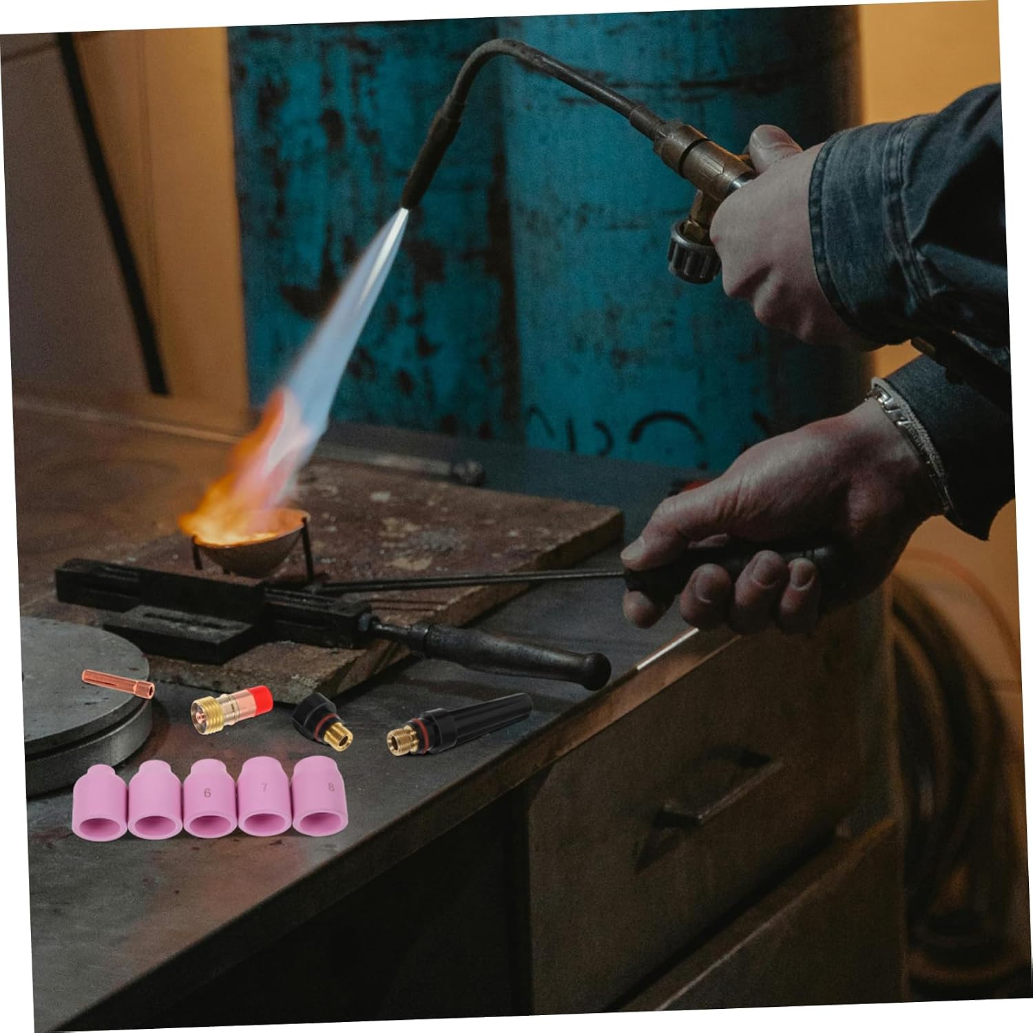 Vaguelly 1 Set Welding Torch Cup Kit Durable Welding Accessories for Efficient Soldering for DIY and Industrial Use