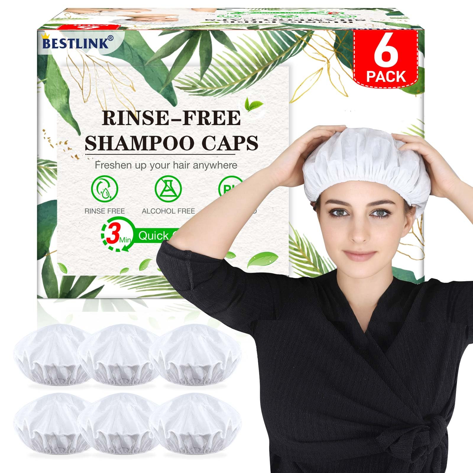 Cappelli per shampoo senza risciacquo, cappelli da doccia per lavaggio dei capelli per anziani e pazienti costretti a letto, cappelli da doccia senza risciacquo per dopo-intervento chirurgico