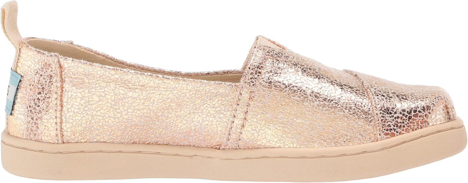TOMS Girl's Alpargata Espadrille, Gold Crackle Foil,5