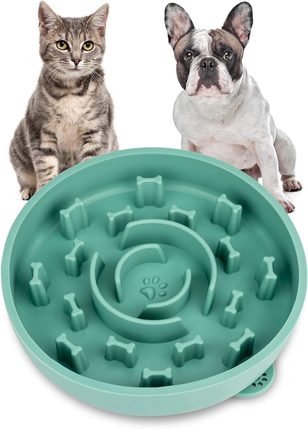 Silicone Slow Feeder Dog Bowl with Suction Cup, Slow Feeder Cat Bowl,Slow Down Pets' Eating Speed, Promote Digestion, Novel Design with…