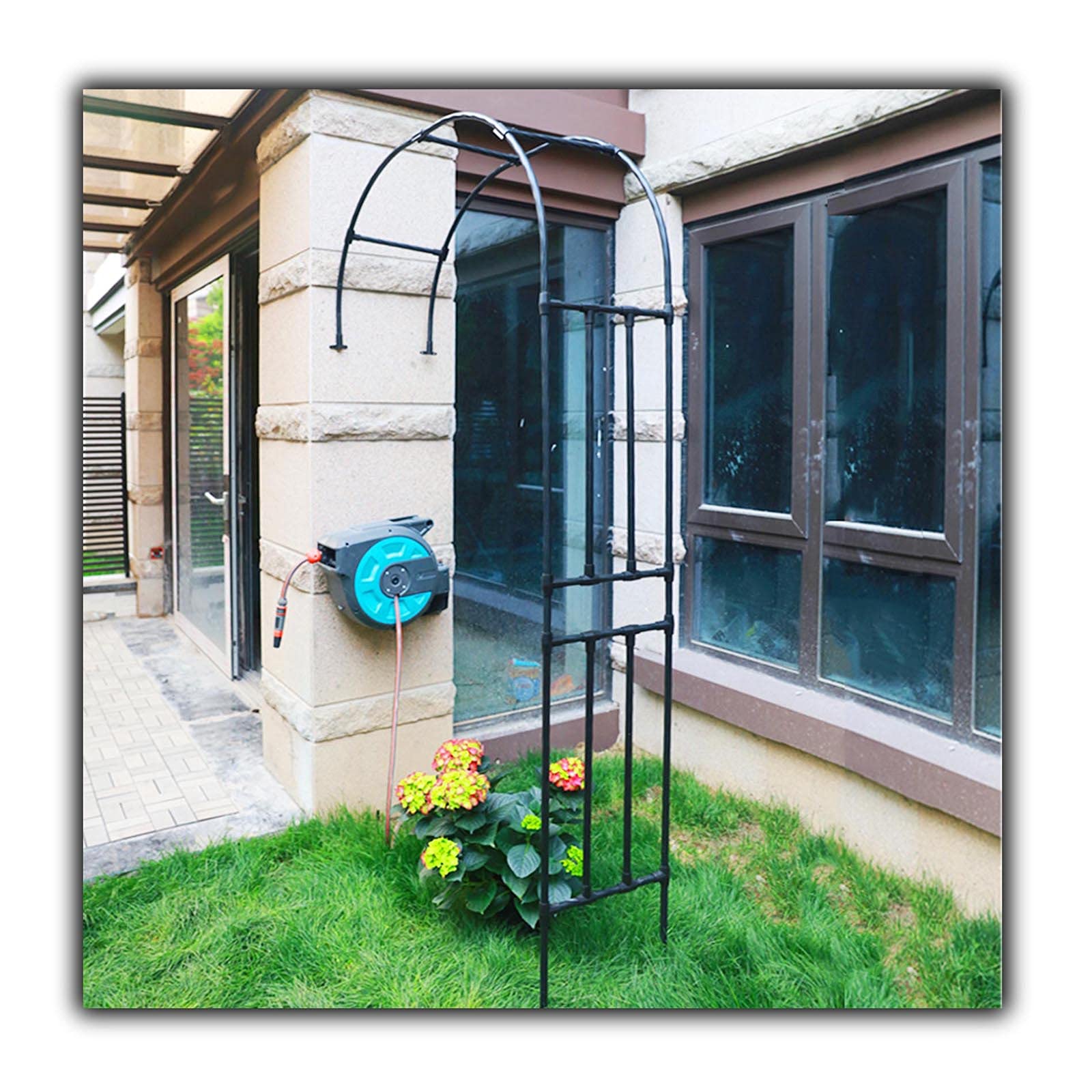 Arche de jardin pour rosiers treillis demi-pergola noire plusieurs tailles