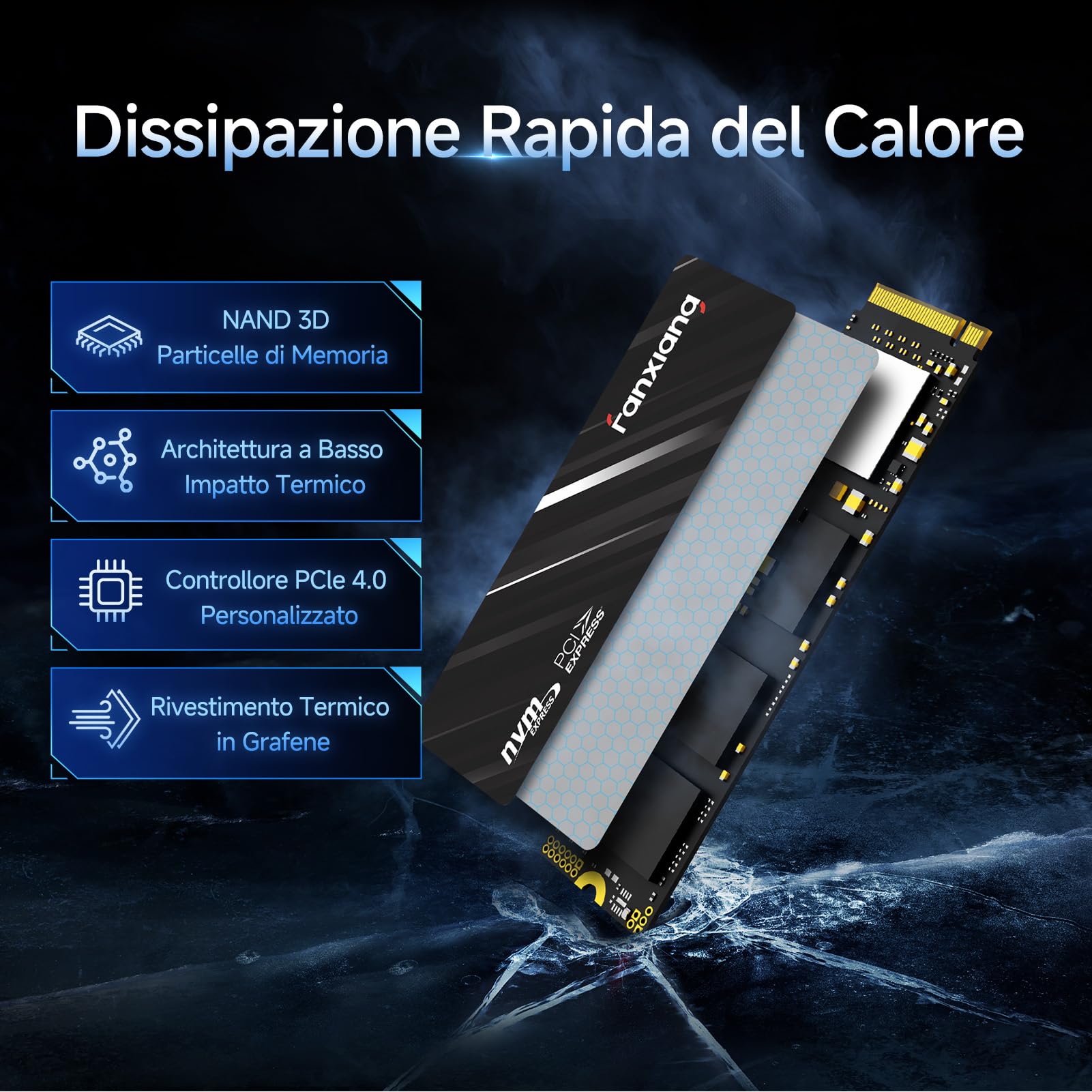 fanxiang SSD 2TB PCIe Gen4 NVMe M.2 - fino a 5000MB/s - SSD Interno Gaming Unità a Stato Solido - Compatibile con Notebook e PC Desktop - S690Q