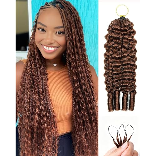 30# Auburn Brown 16 Inch Human Crochet Hair for Black Women, Feather Crochet Extensions 55g 40 Strands, Resusable Miracle Look Hair Bundles, Soft Lightweight Small Knots Burmese Curly