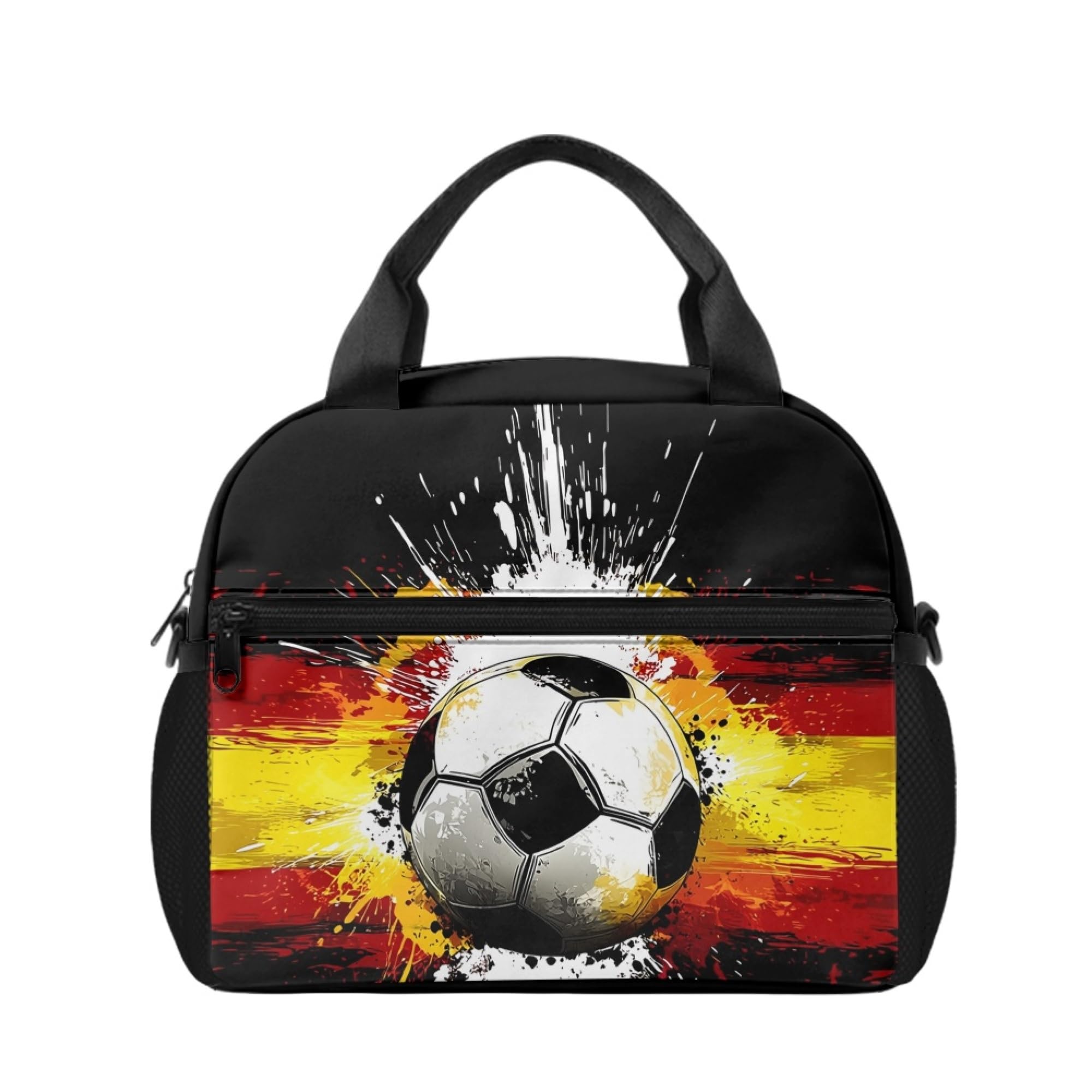 Lonchera de fútbol infantil con diseño de Alemania, portaviandas escolar térmico para niños