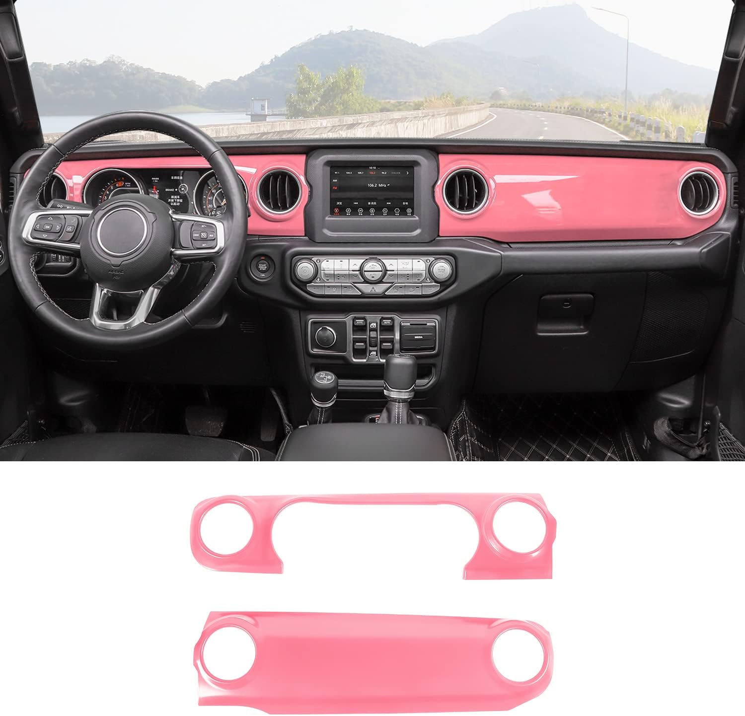 RT-TCZ Center Console Trim Cover Dashboard Control Panel Cover Decorative Interior Accessories for Jeep Wrangler JL JLU & Gladiator JT 2018-2022,Pink