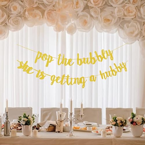 Miniatura 8 de Decoraciones para despedida de soltera, despedida de soltera, pancarta de compromiso con la frase "Pop The Bubbly She is Getting a Hubby" para boda,