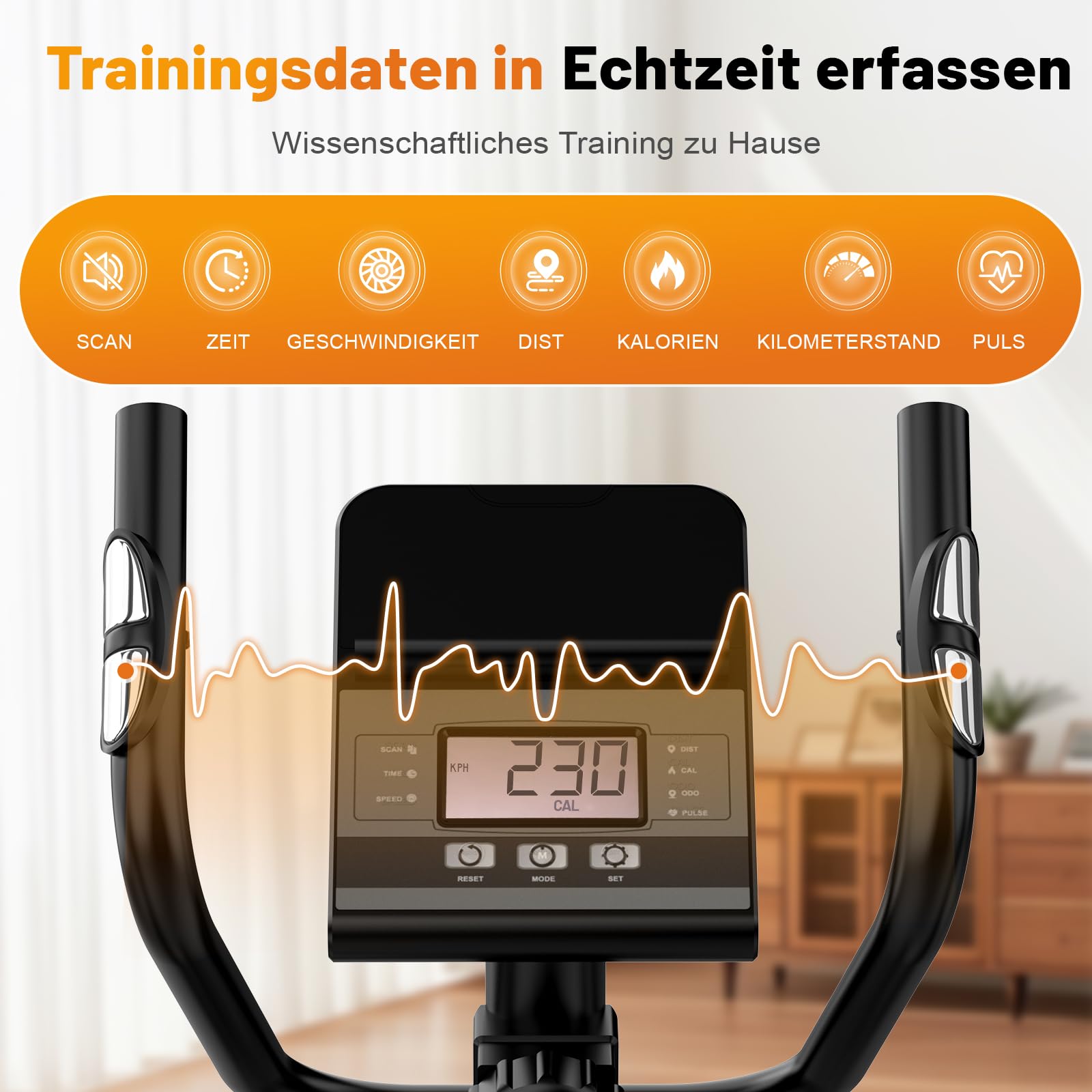 Crosstrainer 3-in-1 Magnetischer Ellipsentrainer 16 Widerstandsstufen 10kg Schwungrad 45cm Schrittlänge 150 kg