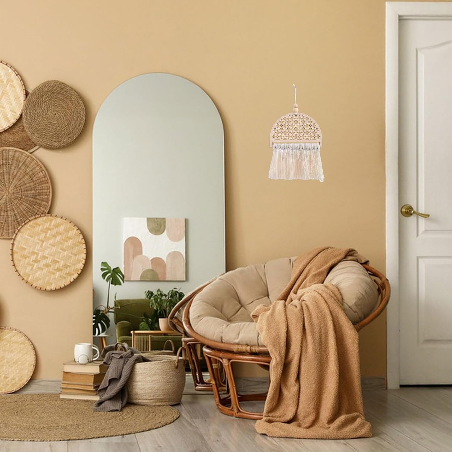 FREEBLOSS 6Pcs Mandala Macrame Frame Lotus Macrame Hanging Supplies Wood Dreamcatcher Frame Nature Wooden Hoop for Macrame Wall Hangings DIY Macrame Kit Craft Supplies Home Decor