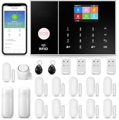 Kit de alarma de seguridad para el hogar inteligente 4G, sistema de alarma inalámbrica WiFi para el hogar con sirena, sensor de movimiento PIR,