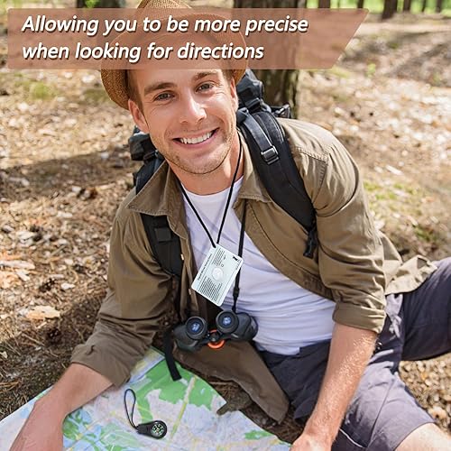 Miniatura 5 de Espejo de señal de 2 piezas de supervivencia para campamento, 2 x 3 pulgadas, silbato de rescate PFD con 2 mini brújulas para senderismo, camping,