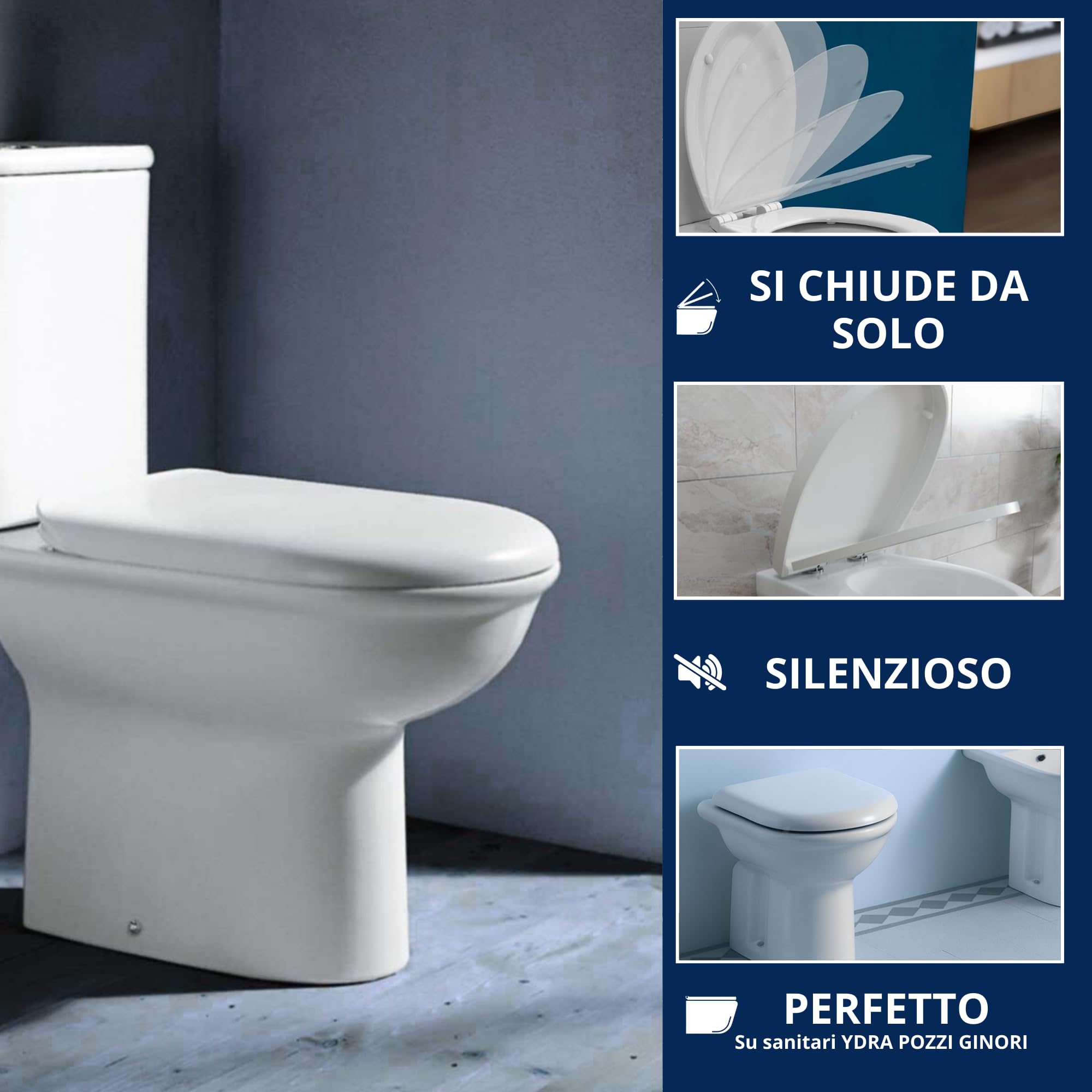 HYDRO HOME Deska sedesowa Marylin Hatria jak oryginał, z termoplastycznego materiału, z zawiasami mocującymi, wyprodukowano we Włoszech