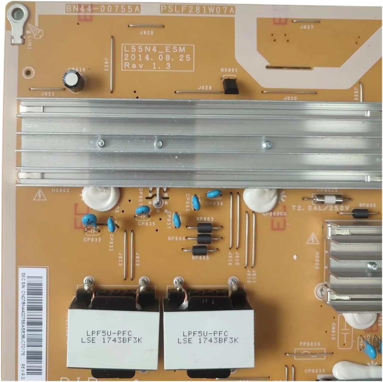 YTGWLKCO BN44-00755A Power Supply Board - Detailed View of Model Number
