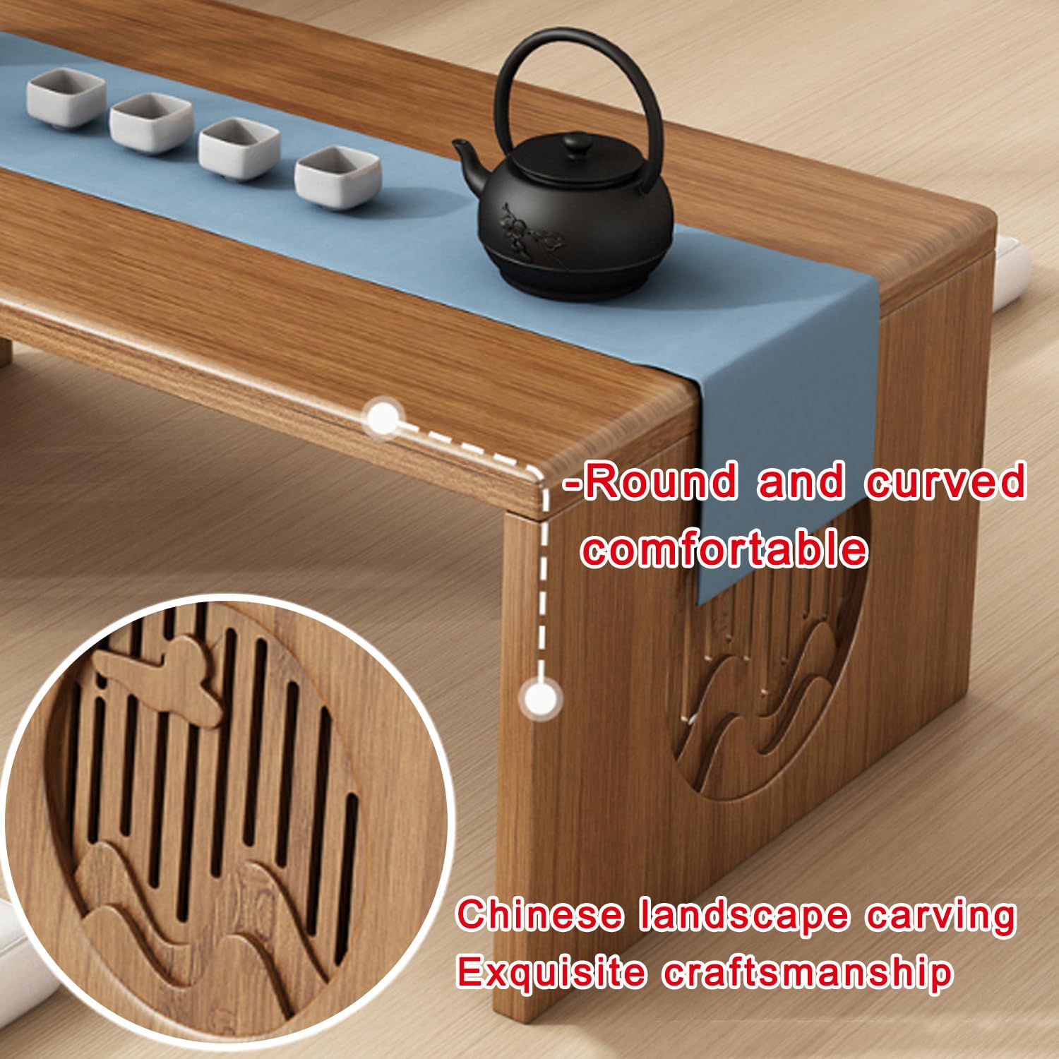 Bambusowy stolik kawowy na podłogę przenośne japońskie drewniane składane biurko do salonu niski stół jadalny do herbaciarni 100 cm meble nowoczesny minimalistyczny design