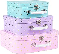 Vista 1 de Eazy2hD Paperboard Suitcases, Set of 3 Decorative Storage Boxes Gift Boxes With Lids for Photo Storage Home Decoration, Birthday, Weddings