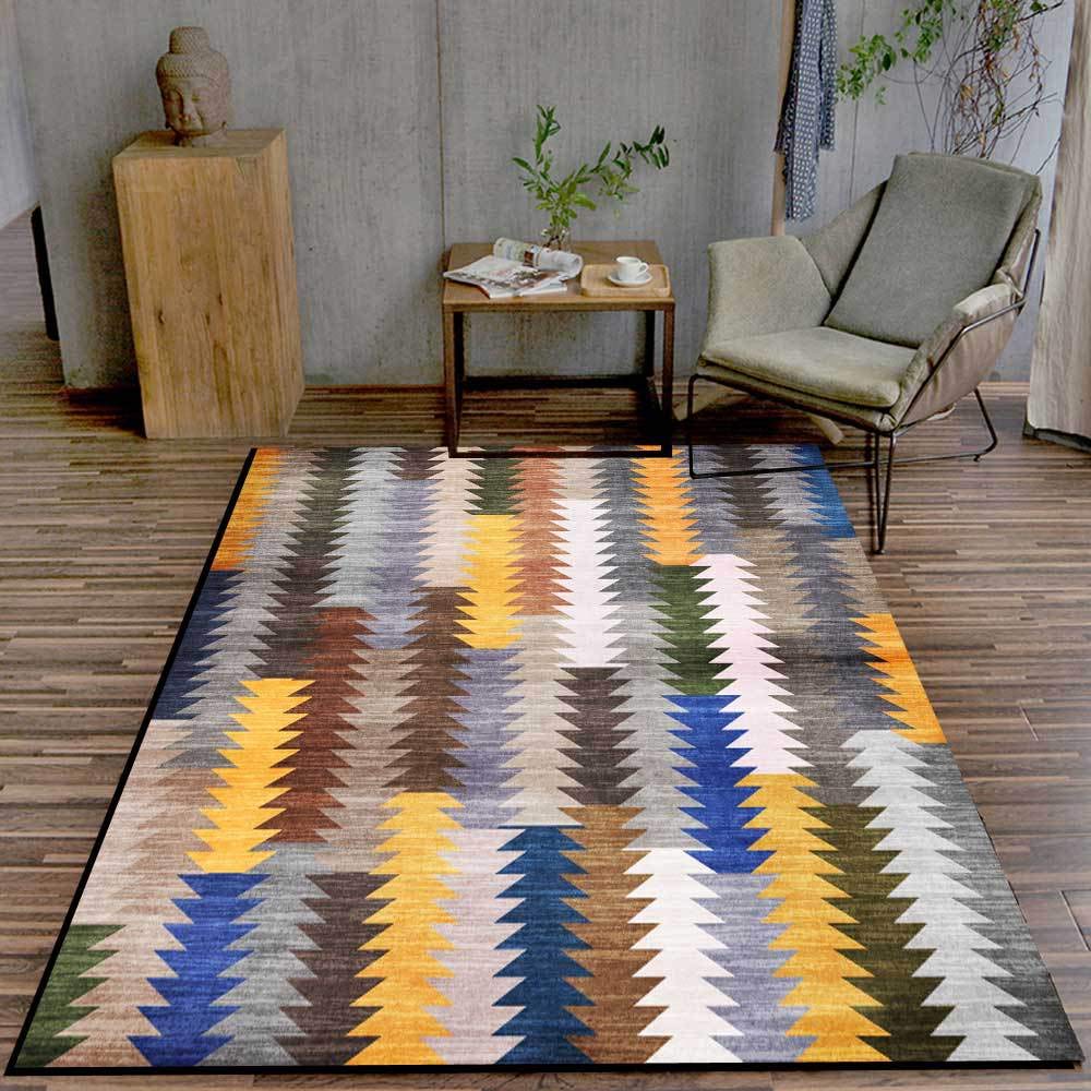 Tapis de salon géométrique jaune et gris 120x180cm pour réchauffer l'ambiance de votre chambre