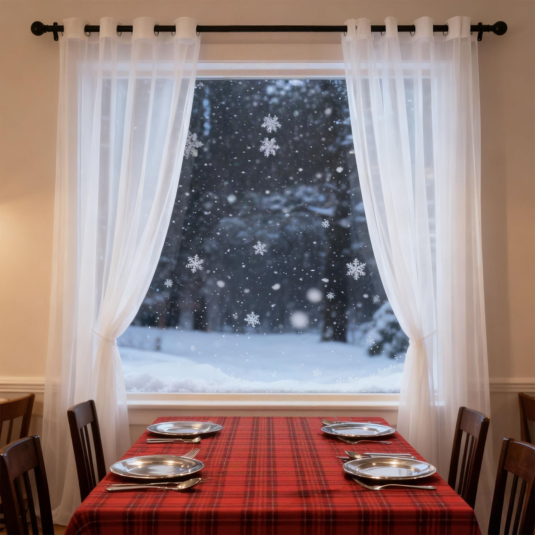 Cortinas visillo con ojales blancas de 86 x 205 cm para puertas y ventanas