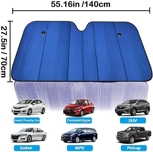 Miniatura 2 de Big Hippo Parasol para parabrisas de automóvil, protección contra rayos UV, parasol para ventana delantera de automóvil, protector solar plegado,