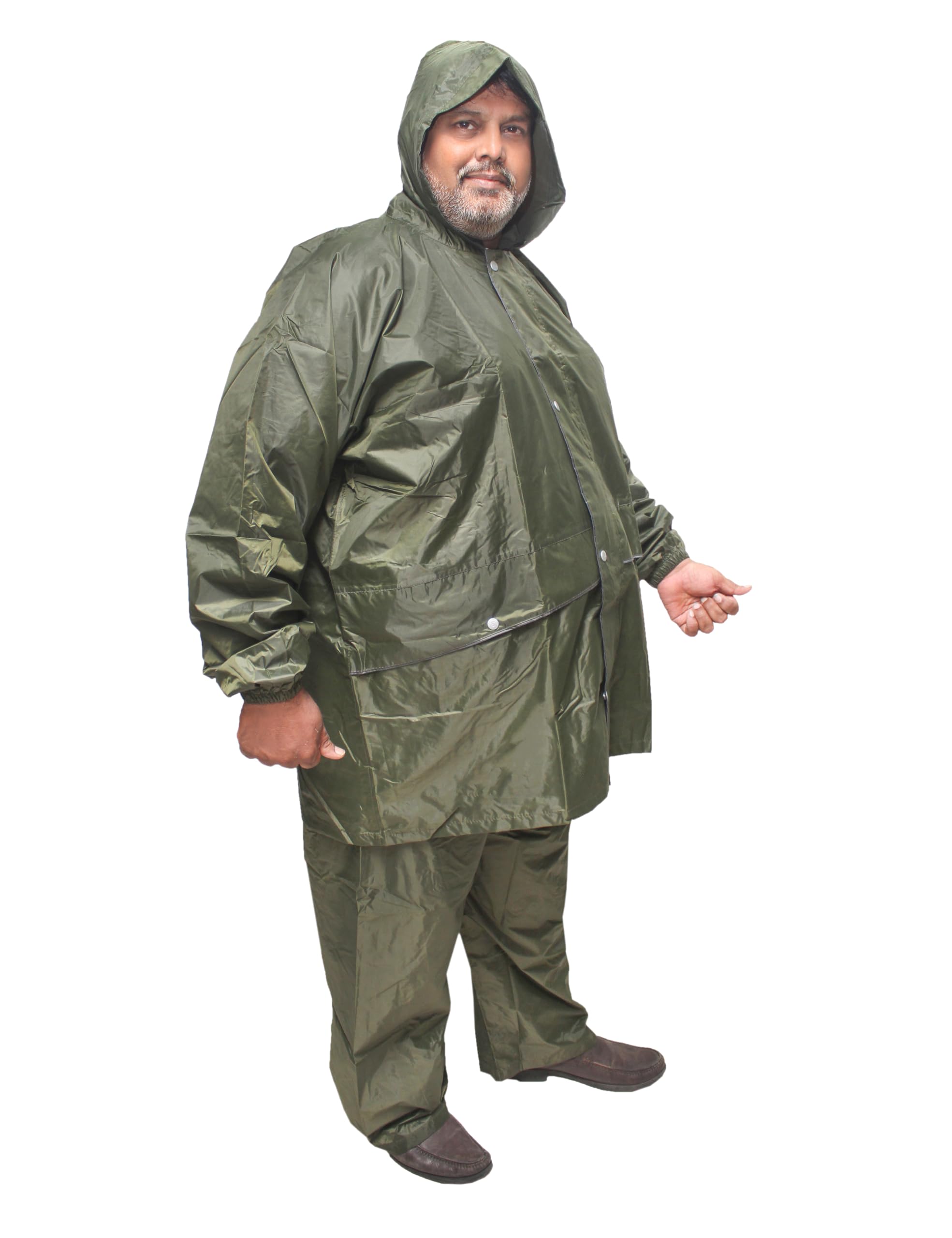 goodluck 100% Waterproof Taping Raincoat/Rainsuit/Rainwear for Men, Sturdy, Reusable, Suited for Plus Size-picture-7