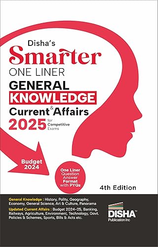 Disha's SMARTER One Liner General Knowledge &amp; Current Affairs 2025 for Competitive Exams 4th Edition | Question Answer Format | UPSC, PSC, SSC, Bank, Railways RRB, CDS, NDA, Police, Constable, CUET