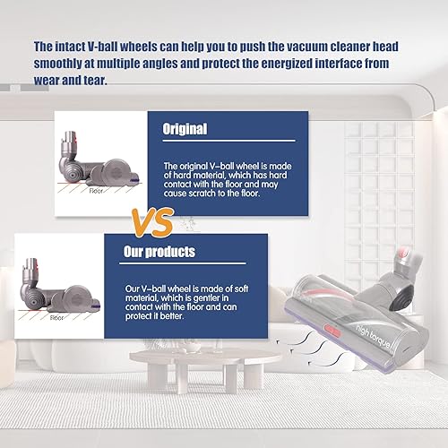 Miniatura 4 de Rueda de bola para cabezal limpiador de alto par de torsión de 100 W, compatible con Dyson V10 V11 V15 No. 970100-05, aspiradora de 100 W, cabezal