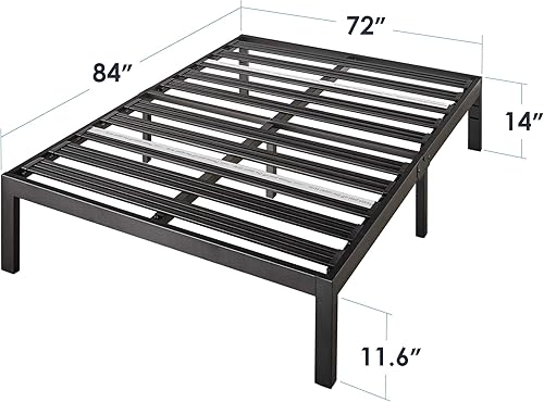 Miniatura 2 de Mellow - Rocky E 14". Base para cama de plataforma de acero resistente, color negro, con lamas de acero anchas patentadas (no necesita Box Spring),