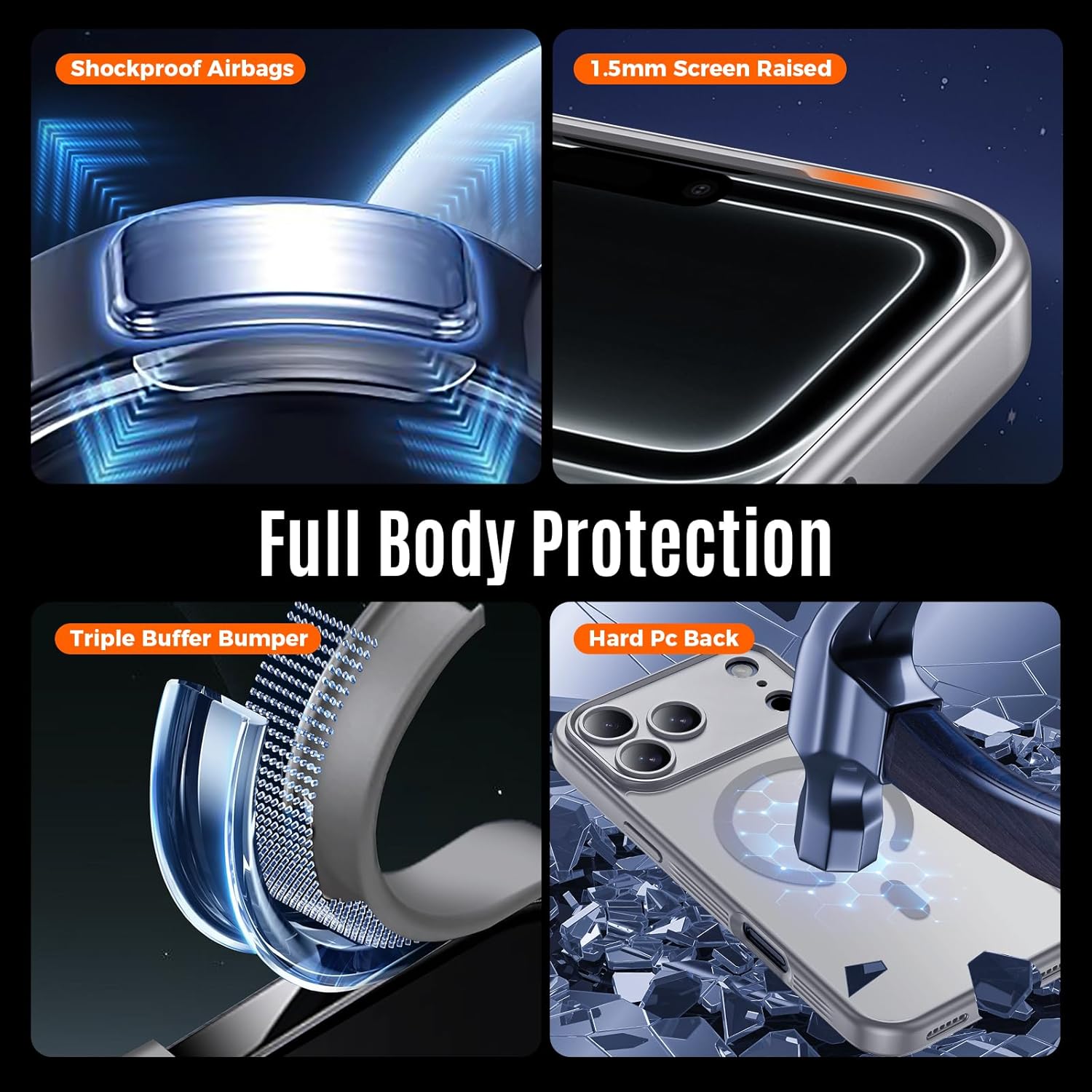 Designed for iPhone 17 Pro Max Case, Compatible with MagSafe, [Camera Protection] [15FT Military Drop Protection] Shockproof Translucent Matte Anti-Slip Phone Case, 6.9", Natural Titanium