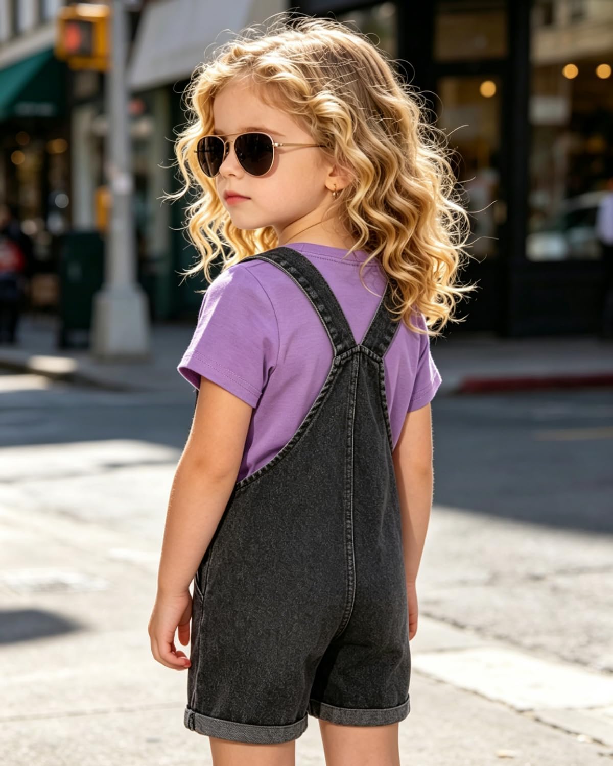 4-7T Toddler Girl Clothes One Piece Denim Overall Jumpsuit Girls Summer Romper（Freely mix and match linings）