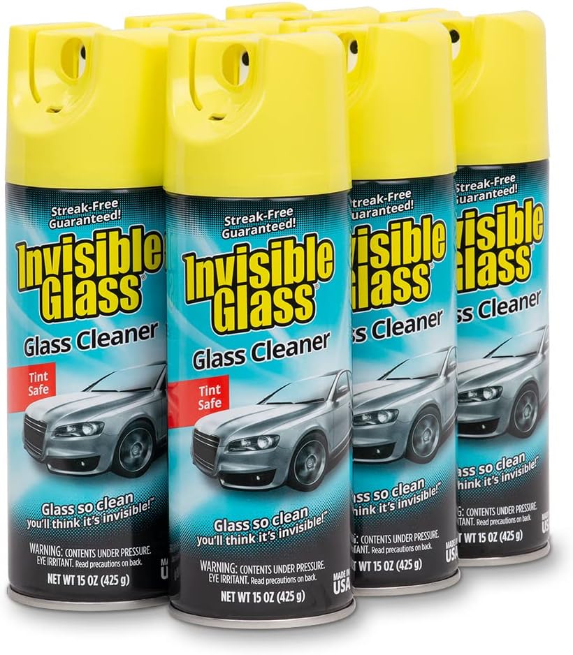 91163-6PK Premium Aerosol Glass and Window Cleaner for Auto and Home, Streak-Free, Ammonia-Free, Tint-Safe, 15 oz (Pack of 6)