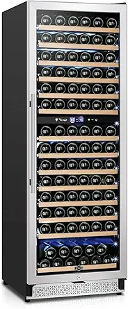 Tylza 24 Inch Dual Zone Wine Cooler Refrigerator, 180 Bottles, Stainless Steel