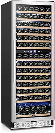 Tylza 24 Inch Dual Zone Wine Cooler Refrigerator, 180 Bottle Capacity with Stainless Steel Finish and Professional Compressor