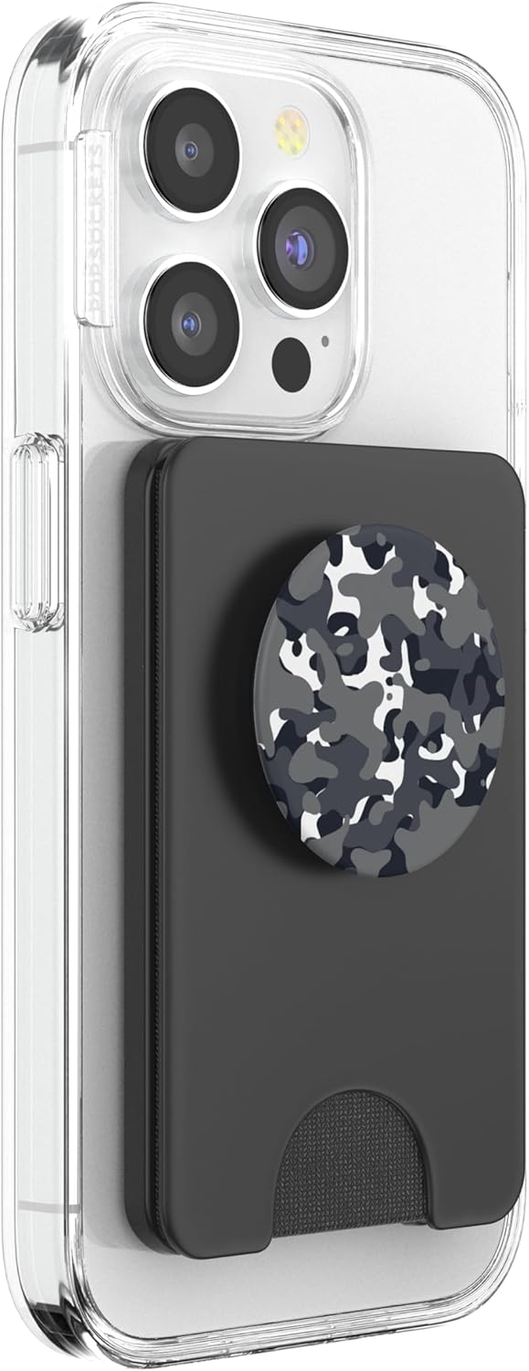 Gray Camouflage Pop Sockets - Gray Silver Camo PopSockets PopWallet for MagSafe