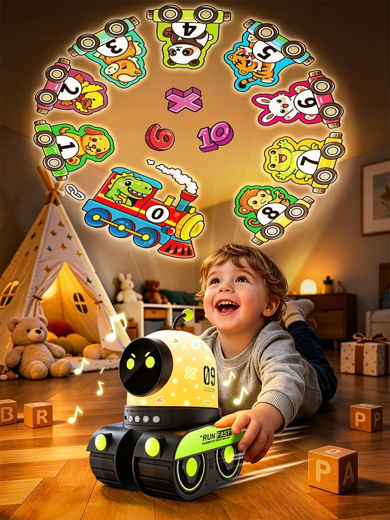 Montessori Toys for Boys 1-3 Year Old Gifts,19 Films Train Projector Light