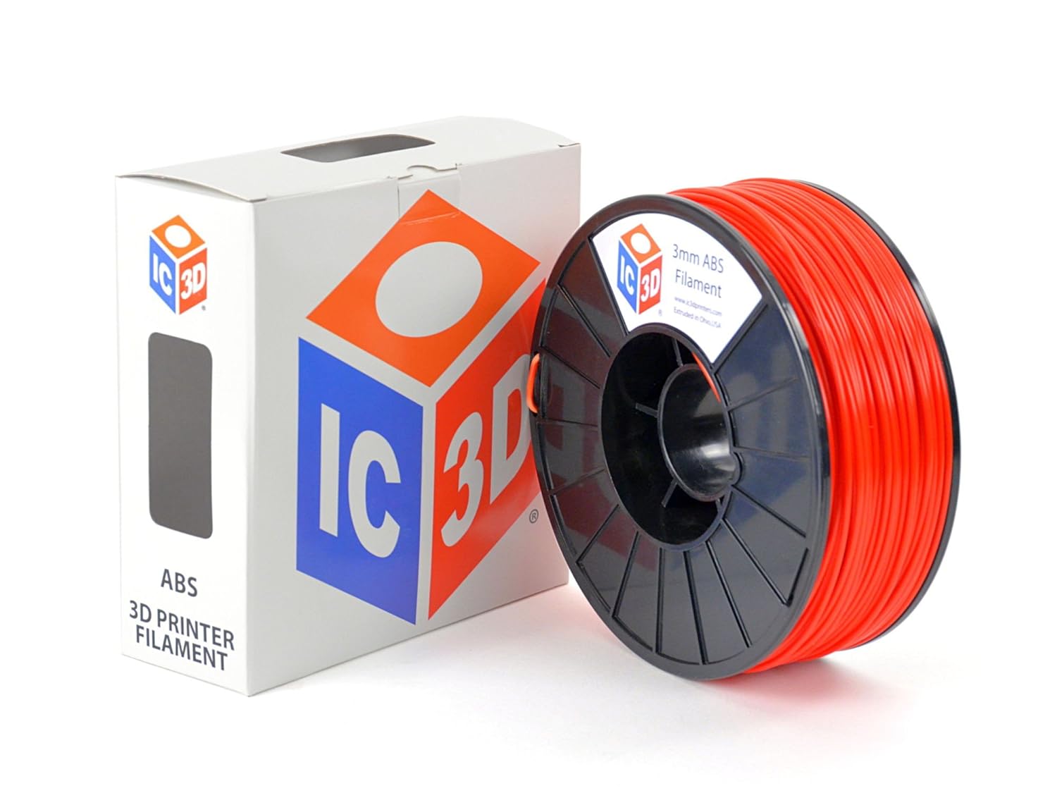 IC3D Black 3mm ABS 3D Printer Filament - 2.1lb Spool - Dimensional Accuracy +/- 0.05mm - Professional Grade 3D Printing Filament - MADE IN USA